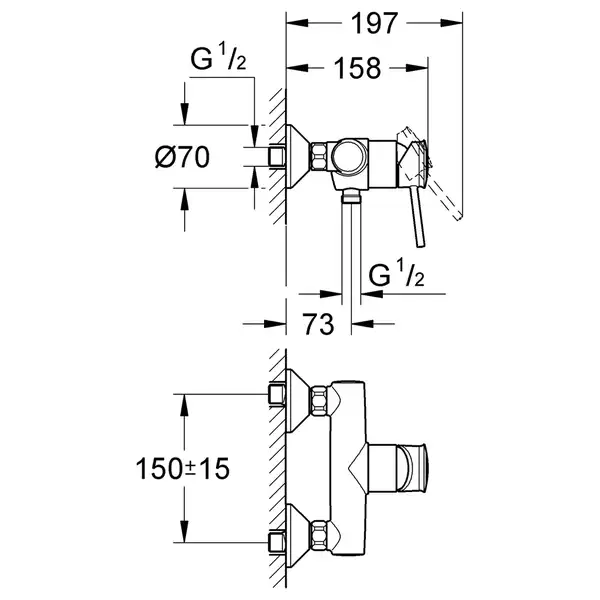 Grohe BauClassic Смеситель для душа, хром (32867000) Grohe BauClassic Смеситель для душа, хром (32867000)