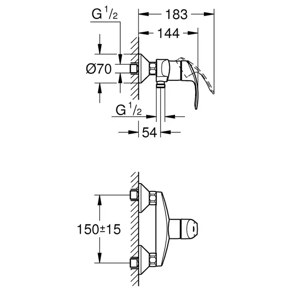 Grohe Eurosmart Смеситель для душа, хром (33555002)