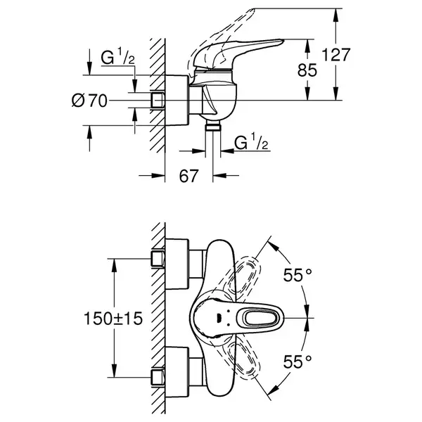 Змішувач для душу Grohe Eurostyle (33590LS3) Змішувач для душу Grohe Eurostyle (33590LS3)