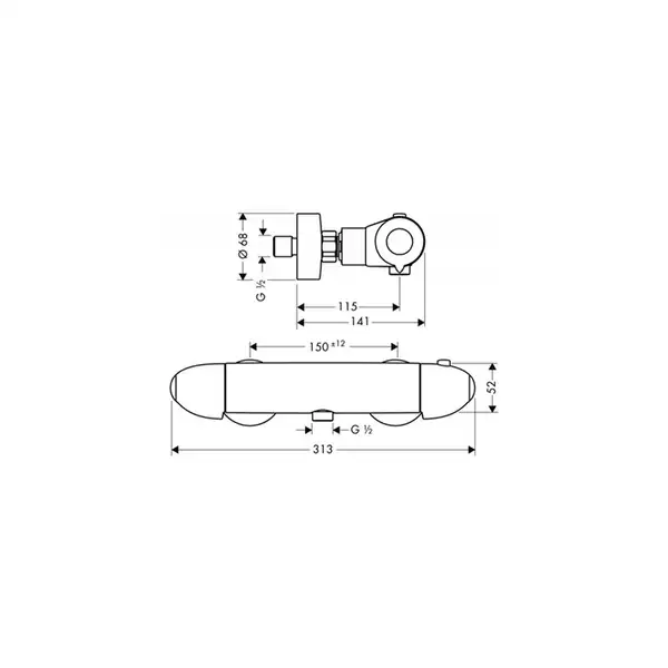 Термостат для душа Hansgrohe Ecostat Ecomax (цвет - хром) (13356000) фото 2 Aquada.com.ua Термостат для душа Hansgrohe Ecostat Ecomax (цвет - хром) (13356000) фото 2 Aquada.com.ua