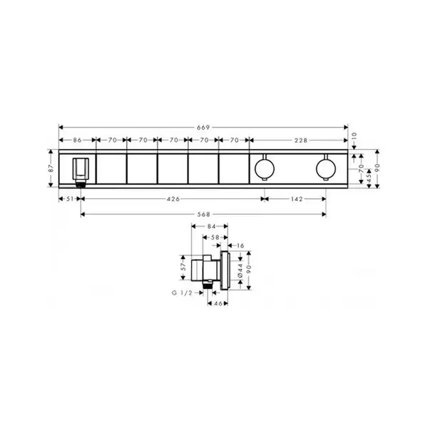 Hansgrohe RainSelect Термостат скрытый, 5 выходов, белый/хром (15358400)