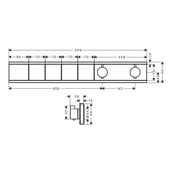 Термостат прихованого монтажу Hansgrohe RainSelect на 4 споживача, Brushed Black (15382340) Термостат прихованого монтажу Hansgrohe RainSelect на 4 споживача, Brushed Black (15382340)