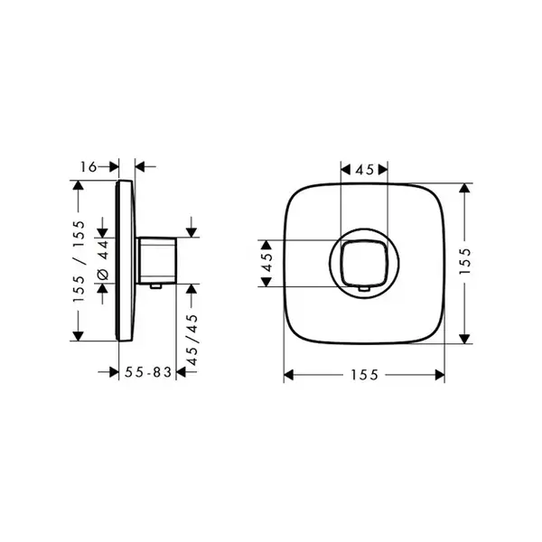 Термостат для душа Hansgrohe Ecostat E (цвет - хром) (15705000) фото 2 Aquada.com.ua Термостат для душа Hansgrohe Ecostat E (цвет - хром) (15705000) фото 2 Aquada.com.ua