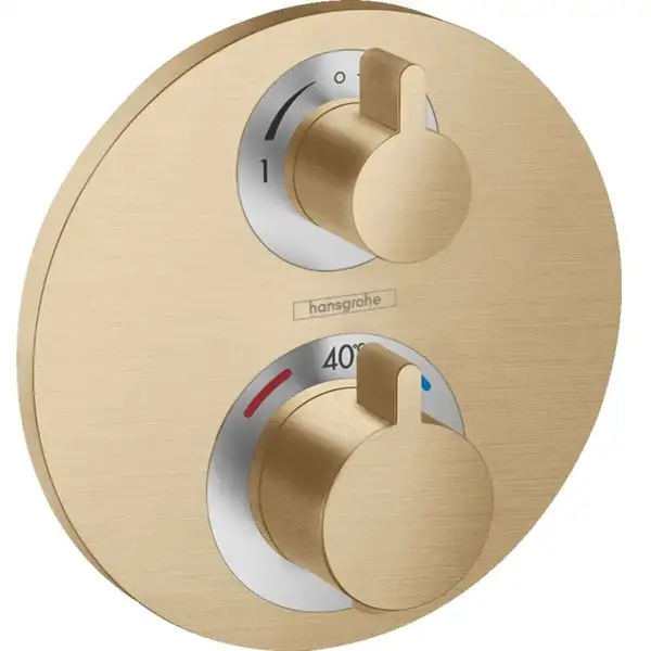 Термостат с запорным/переключающим вентилем Hansgrohe Ecostat S (цвет - шлифованная бронза) (15758140) Термостат с запорным/переключающим вентилем Hansgrohe Ecostat S (цвет - шлифованная бронза) (15758140)
