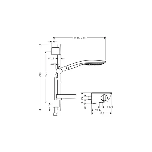 Душевой гарнитур с термостатом Hansgrohe Raindance Select (белый/хром) (27036400) фото 2 Aquada.com.ua Душевой гарнитур с термостатом Hansgrohe Raindance Select (белый/хром) (27036400) фото 2 Aquada.com.ua