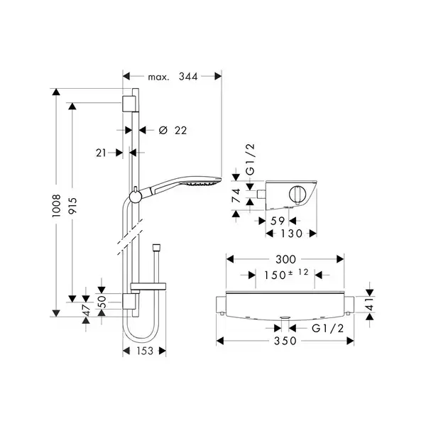Душевой набор Hansgrohe Ecostat Select/Raindance S150 3jet, хром (27037000) фото 3 Aquada.com.ua Душевой набор Hansgrohe Ecostat Select/Raindance S150 3jet, хром (27037000) фото 3 Aquada.com.ua