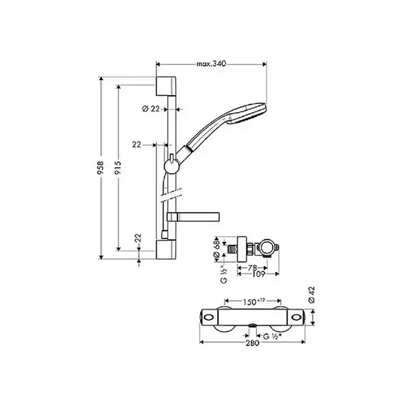Душевая система Hansgrohe Croma 100 Multi (27085000) фото 3 Aquada.com.ua Душевая система Hansgrohe Croma 100 Multi (27085000) фото 3 Aquada.com.ua