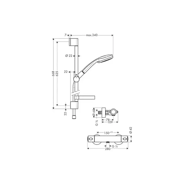Душевой гарнитур с термостатом Hansgrohe Croma 100 Multi (27086000) фото 4 Aquada.com.ua Душевой гарнитур с термостатом Hansgrohe Croma 100 Multi (27086000) фото 4 Aquada.com.ua