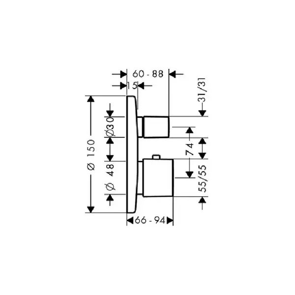 Термостат для душа Hansgrohe Ecostat E (цвет - хром) (31572000) фото 2 Aquada.com.ua