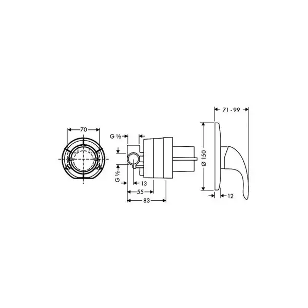 Смеситель для душа, однорычажный Hansgrohe Focus E (цвет - хром) (31766000) фото 2 Aquada.com.ua