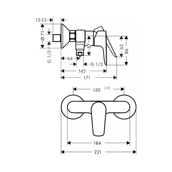 Hansgrohe Talis E Змішувач для душу, чорний матовий (71760670) Hansgrohe Talis E Змішувач для душу, чорний матовий (71760670)