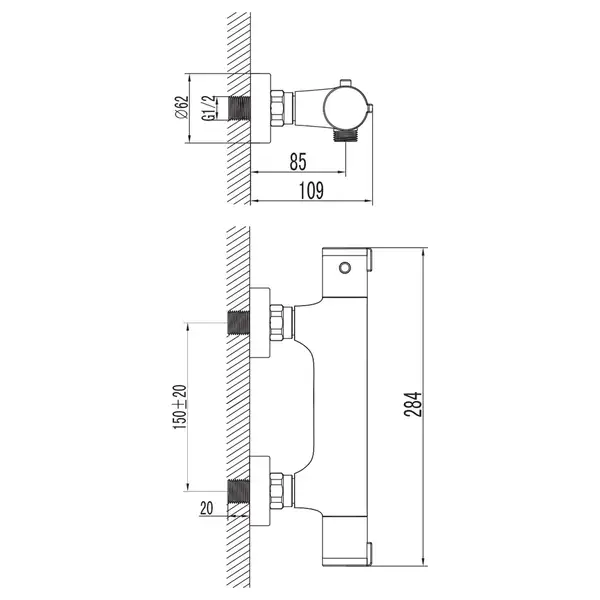 IMPRESE CENTRUM cмеситель для душа с термостатом (15400) фото 2 Aquada.com.ua