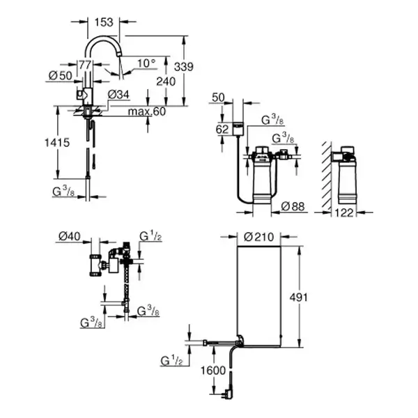 Змішувач і бойлерна система M-розміру Grohe Red II (30083001)