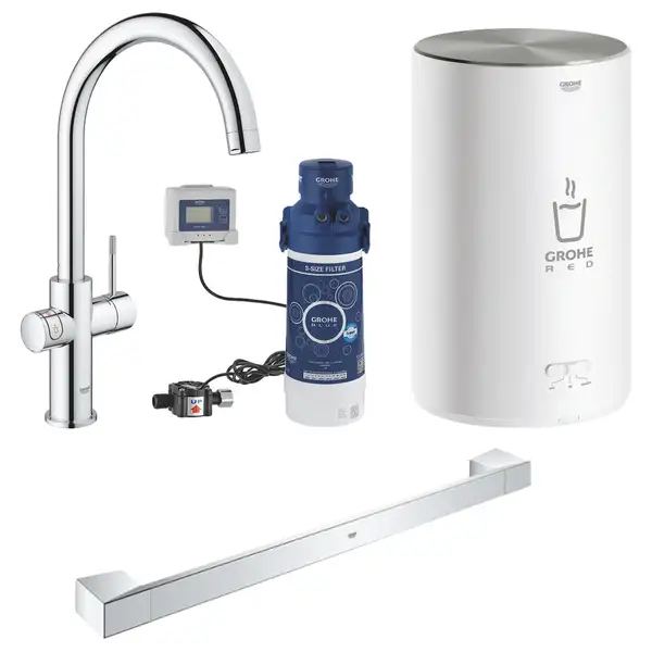 Набор Grohe смеситель для кухни с бойлером Red Duo 30083001 M-size + полотенцедержатель Selection Cube 40807000 (3008300140807000)