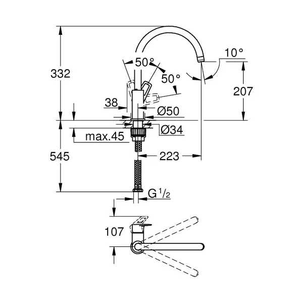 Grohe BauLoop New Смеситель для кухни, хром (31232001) Grohe BauLoop New Смеситель для кухни, хром (31232001)