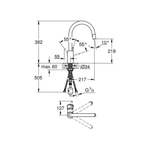 Смеситель для кухни Grohe Concetto (цвет - сталь) (31483DC2) Смеситель для кухни Grohe Concetto (цвет - сталь) (31483DC2)