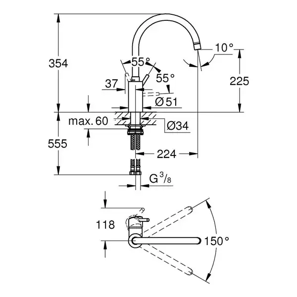 Смеситель для кухни Grohe Concetto (цвет - хром) (32661003) фото 4 Aquada.com.ua