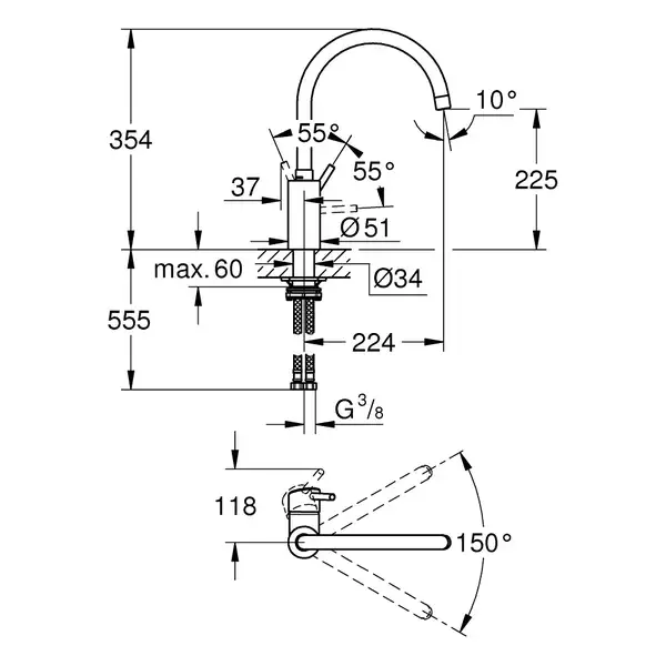 Смеситель для кухни Grohe Concetto (цвет - хром) (32662003) фото 2 Aquada.com.ua Смеситель для кухни Grohe Concetto (цвет - хром) (32662003) фото 2 Aquada.com.ua