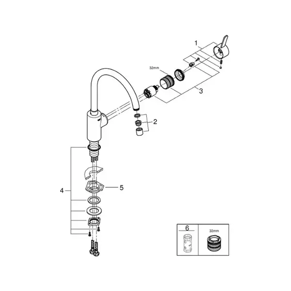Grohe Eurosmart Cosmopolitan Смеситель для кухни, хром (32843002) Grohe Eurosmart Cosmopolitan Смеситель для кухни, хром (32843002)