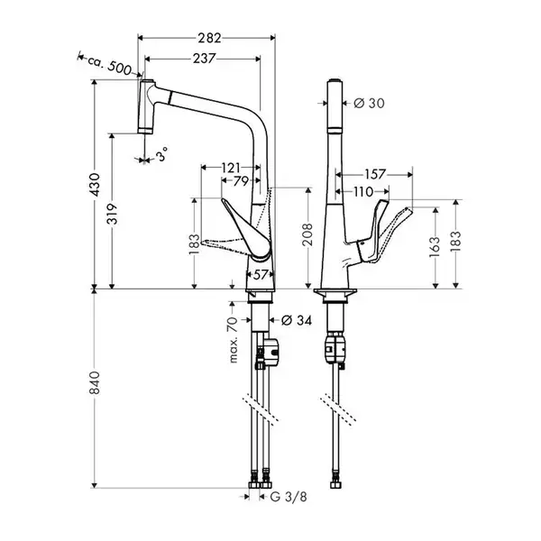 Смеситель для кухни Hansgrohe Metris (цвет - хром) (14820000) фото 4 Aquada.com.ua Смеситель для кухни Hansgrohe Metris (цвет - хром) (14820000) фото 4 Aquada.com.ua