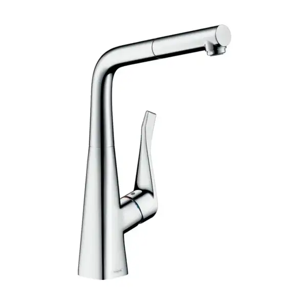 Змішувач для кухні Hansgrohe Metris M71 320 1jet з витяжним зливом, хром (14821000)