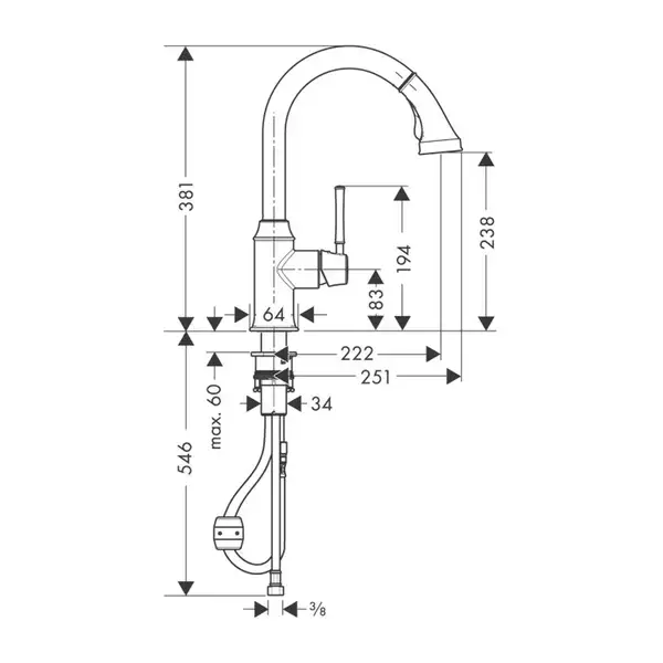 Смеситель для кухни, однорычажный Hansgrohe Talis Classic (цвет - хром) (14863000) фото 2 Aquada.com.ua