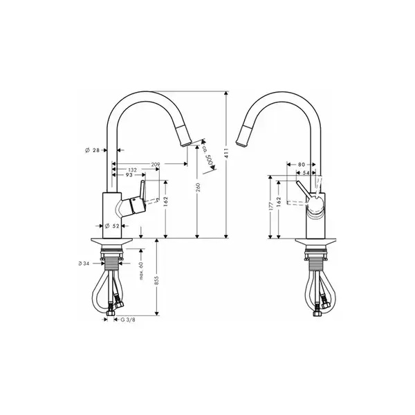 Смеситель для кухни, однорыажный Hansgrohe Talis S2 Variarc (цвет - хром) (14872000) фото 2 Aquada.com.ua