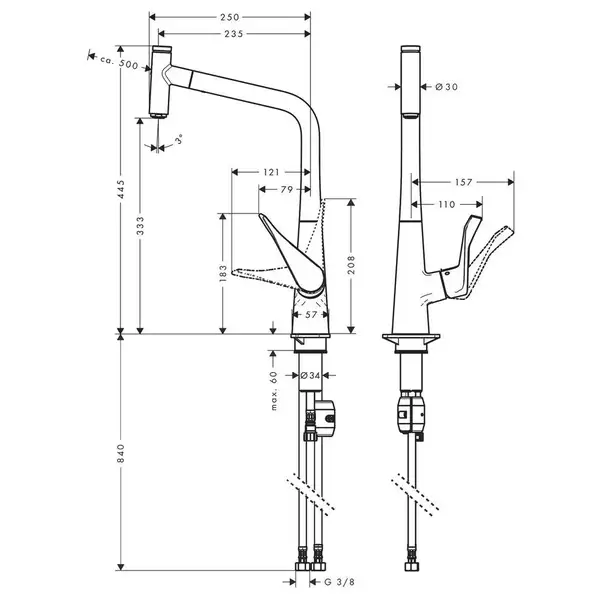 Hansgrohe Metris Select 320 Смеситель для кухни, хром (14884000)