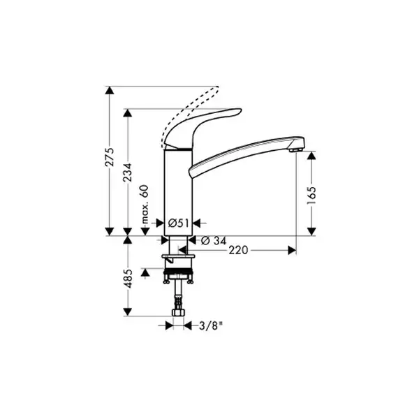 Смеситель для кухни Hansgrohe Focus E (цвет - хром) (31780000) фото 2 Aquada.com.ua