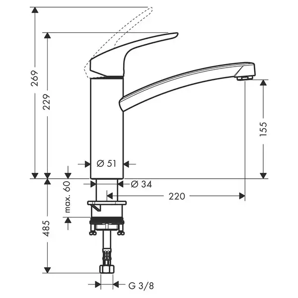 Смеситель для кухни Hansgrohe Focus E (цвет - сталь) (31806800) фото 2 Aquada.com.ua