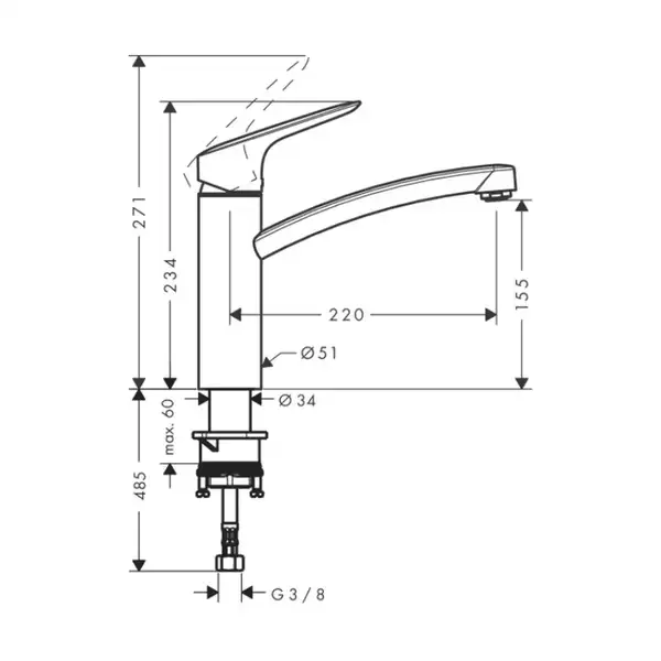 Смеситель для кухни Hansgrohe Logis 160 1jet, хром (71832000) Смеситель для кухни Hansgrohe Logis 160 1jet, хром (71832000)