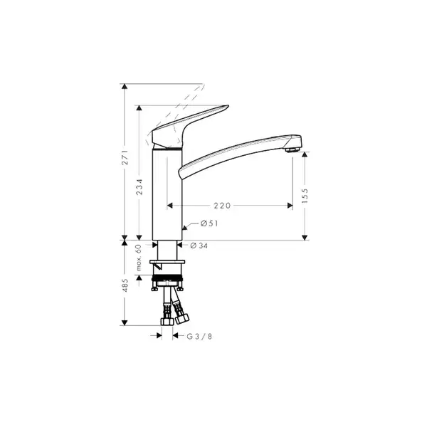 Смеситель для кухни, однорычажный Hansgrohe Logis (цвет - хром) (71839000) фото 2 Aquada.com.ua
