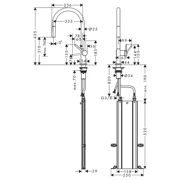 Смеситель для кухни Hansgrohe Talis M54 (цвет - чёрный матовый) (72803670) фото 2 Aquada.com.ua