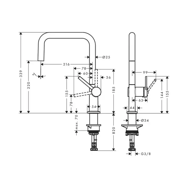 Hansgrohe Talis M54 U 220 Смеситель для кухни, стальной (72806800) Hansgrohe Talis M54 U 220 Смеситель для кухни, стальной (72806800)