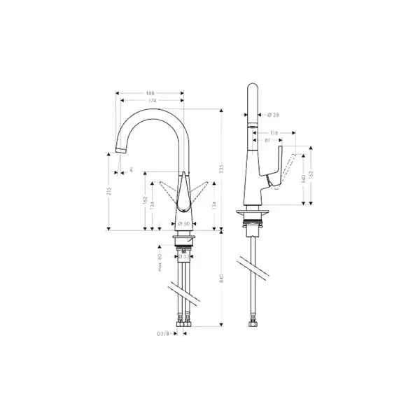 Смеситель для кухни, однорычажный Hansgrohe Talis S (цвет - хром) (72814000) фото 2 Aquada.com.ua