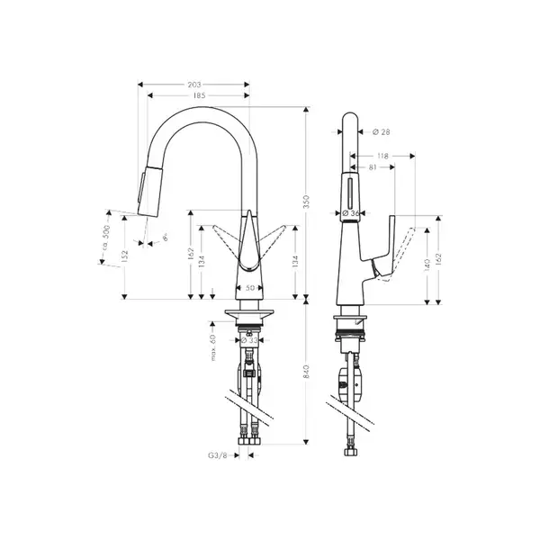 Смеситель для кухни, однорычажный Hansgrohe Talis S (цвет - сталь) (72815800) фото 2 Aquada.com.ua