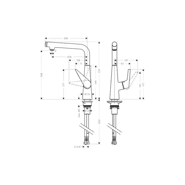 Смеситель для кухни, однорычажный Hansgrohe Talis Select S (цвет - сталь) (72820800) фото 2 Aquada.com.ua