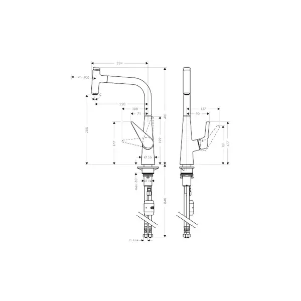 Смеситель для кухни Hansgrohe Metris Select S (цвет - сталь) (72821800) фото 2 Aquada.com.ua