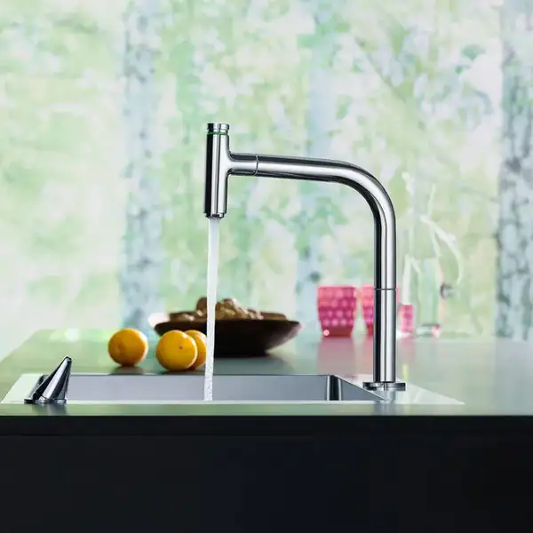 Смеситель для кухни Hansgrohe Metris Select 200 1jet, sBox (цвет - сталь), с вытяжным душем (73804800) Смеситель для кухни Hansgrohe Metris Select 200 1jet, sBox (цвет - сталь), с вытяжным душем (73804800)