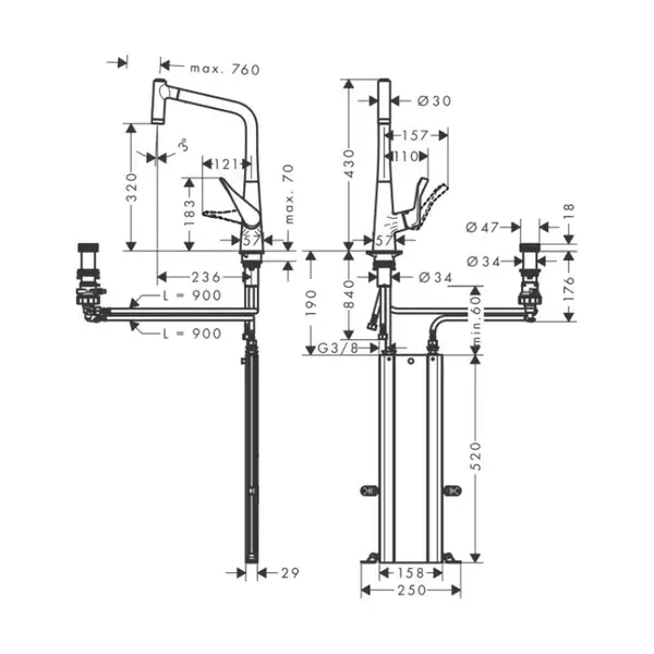 Hansgrohe Metris Select 320 Смеситель для кухни, хром (73806000) Hansgrohe Metris Select 320 Смеситель для кухни, хром (73806000)