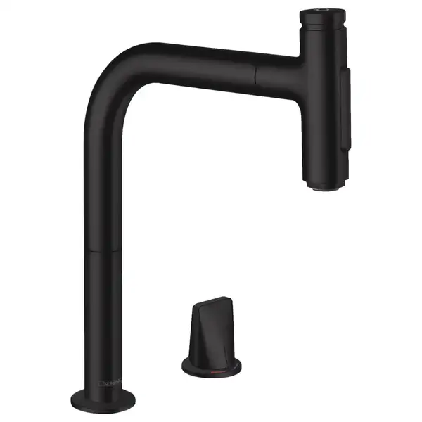 Смеситель для кухни Hansgrohe Metris Select 200 2jet, sBox (цвет - чёрный матовый), с вытяжным душем (73818670) фото 1 Aquada.com.ua Смеситель для кухни Hansgrohe Metris Select 200 2jet, sBox (цвет - чёрный матовый), с вытяжным душем (73818670) фото 1 Aquada.com.ua