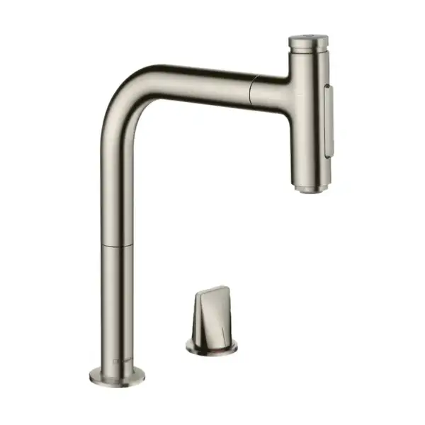 Змішувач для кухні Hansgrohe Metris Select 200 2jet з висувним виливом sBox, Steel Finis (73818800) Змішувач для кухні Hansgrohe Metris Select 200 2jet з висувним виливом sBox, Steel Finis (73818800)
