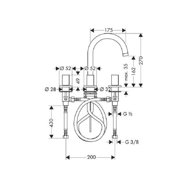 Смеситель для раковины Axor Uno2 (цвет - хром) (38053000) фото 2 Aquada.com.ua Смеситель для раковины Axor Uno2 (цвет - хром) (38053000) фото 2 Aquada.com.ua