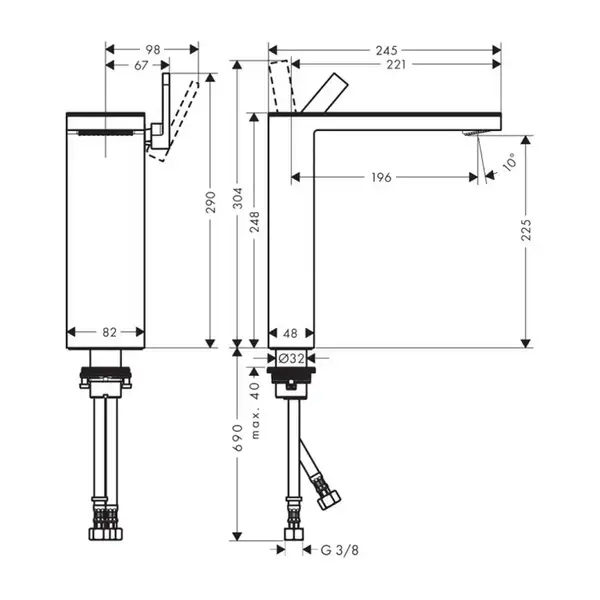 Смеситель для раковины высокий Axor MyEdition (цвет - хром/кожа серая) (47012000+47917000) фото 4 Aquada.com.ua Смеситель для раковины высокий Axor MyEdition (цвет - хром/кожа серая) (47012000+47917000) фото 4 Aquada.com.ua