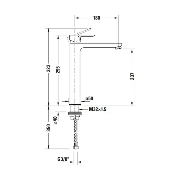 Смеситель для раковины высокий Duravit A.1 (цвет - хром), без донного клапана (A11040002010) фото 2 Aquada.com.ua Смеситель для раковины высокий Duravit A.1 (цвет - хром), без донного клапана (A11040002010) фото 2 Aquada.com.ua