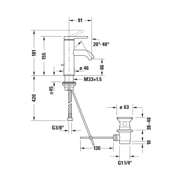 Смеситель для раковины Duravit C.1 (цвет - хром), с донным клапаном (C11010001010) фото 2 Aquada.com.ua Смеситель для раковины Duravit C.1 (цвет - хром), с донным клапаном (C11010001010) фото 2 Aquada.com.ua