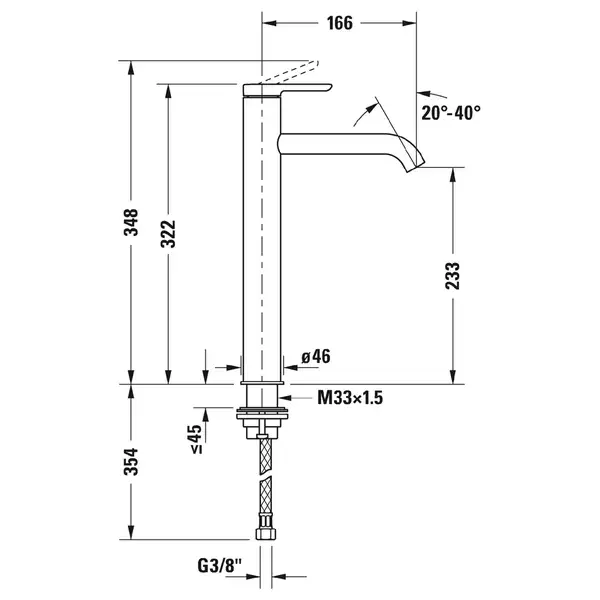 Смеситель для раковины высокий Duravit C.1 (цвет - хром), без донного клапана, излив 166 мм (C11040002010) фото 2 Aquada.com.ua Смеситель для раковины высокий Duravit C.1 (цвет - хром), без донного клапана, излив 166 мм (C11040002010) фото 2 Aquada.com.ua