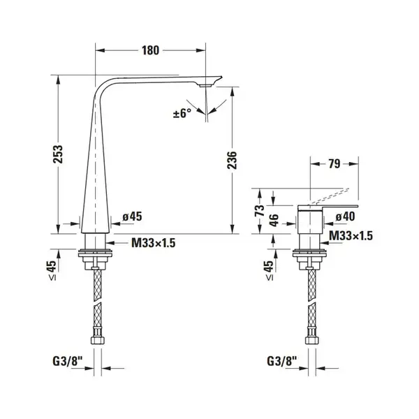Смеситель для раковины высокий на 2 отверстия Duravit D.1 (цвет - хром) (D11130002010) фото 2 Aquada.com.ua Смеситель для раковины высокий на 2 отверстия Duravit D.1 (цвет - хром) (D11130002010) фото 2 Aquada.com.ua