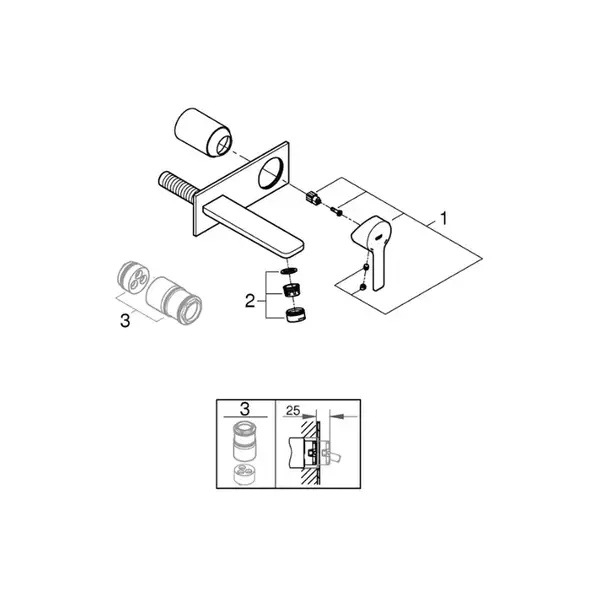 Змішувач для умивальника Grohe Lineare New, на 2 отвори, зовнішня частина, M-Size, хром (19409001) Змішувач для умивальника Grohe Lineare New, на 2 отвори, зовнішня частина, M-Size, хром (19409001)