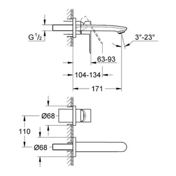 Grohe Eurostyle Cosmopolitan Смеситель для раковины на два отверстия S-Size (19571002) фото 2 Aquada.com.ua